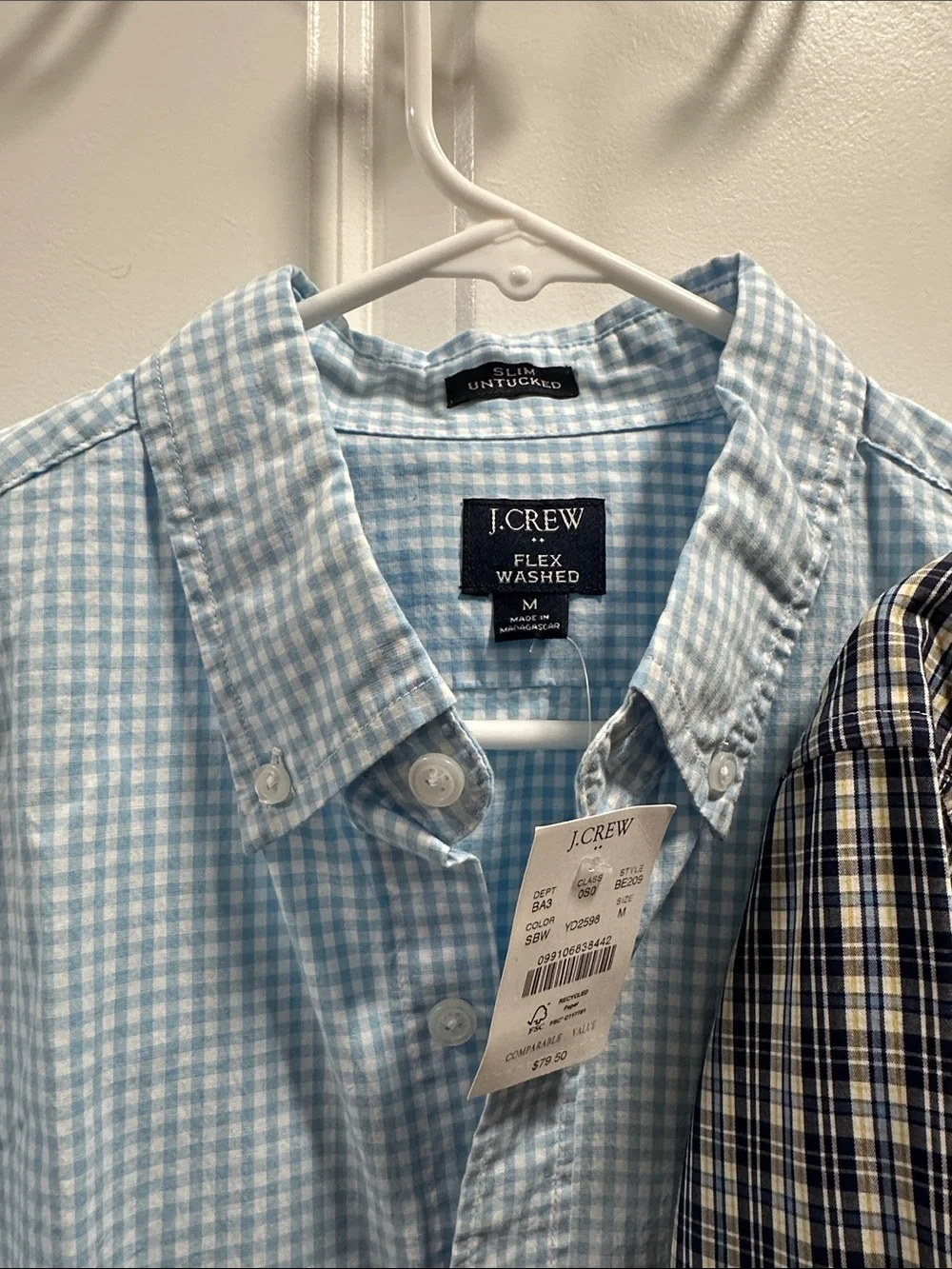 J. Crew Men’s Button-Down Shirts - Light Blue Gingham & Navy Plaid